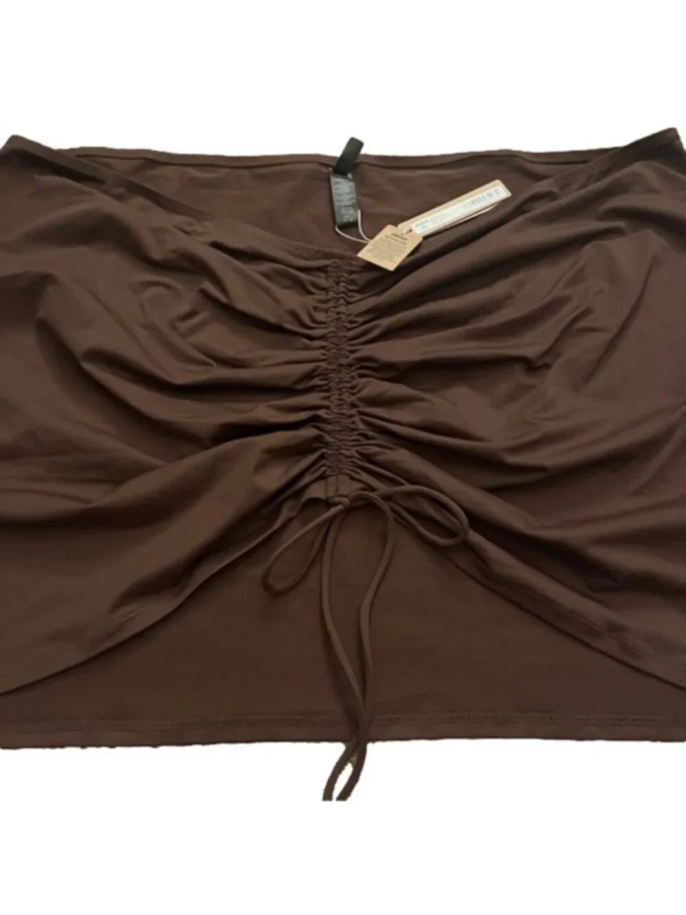NWT SKIMS Cocoa Ruched Swim Mini Skirt Coverup 4X MSRP $54